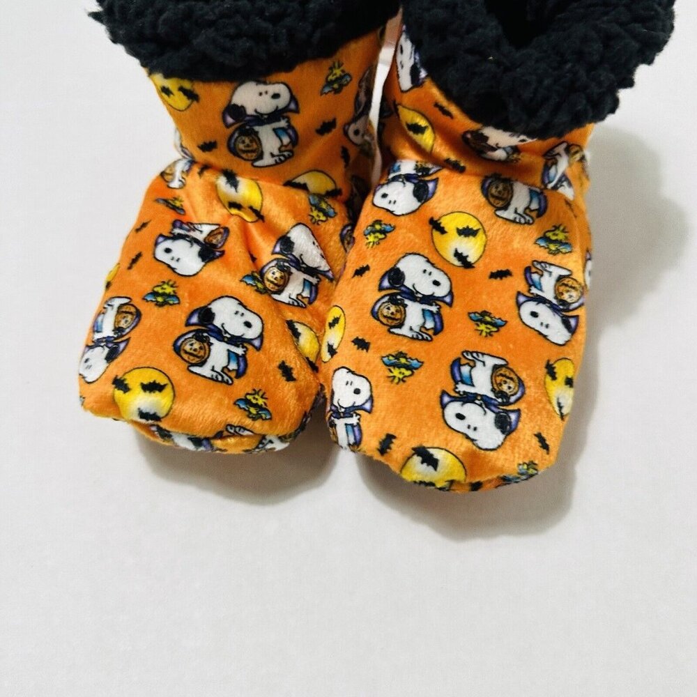 3T 4T 5T Snoopy Halloween Slippers Plush Booties W/ Grips Peanuts Toddler